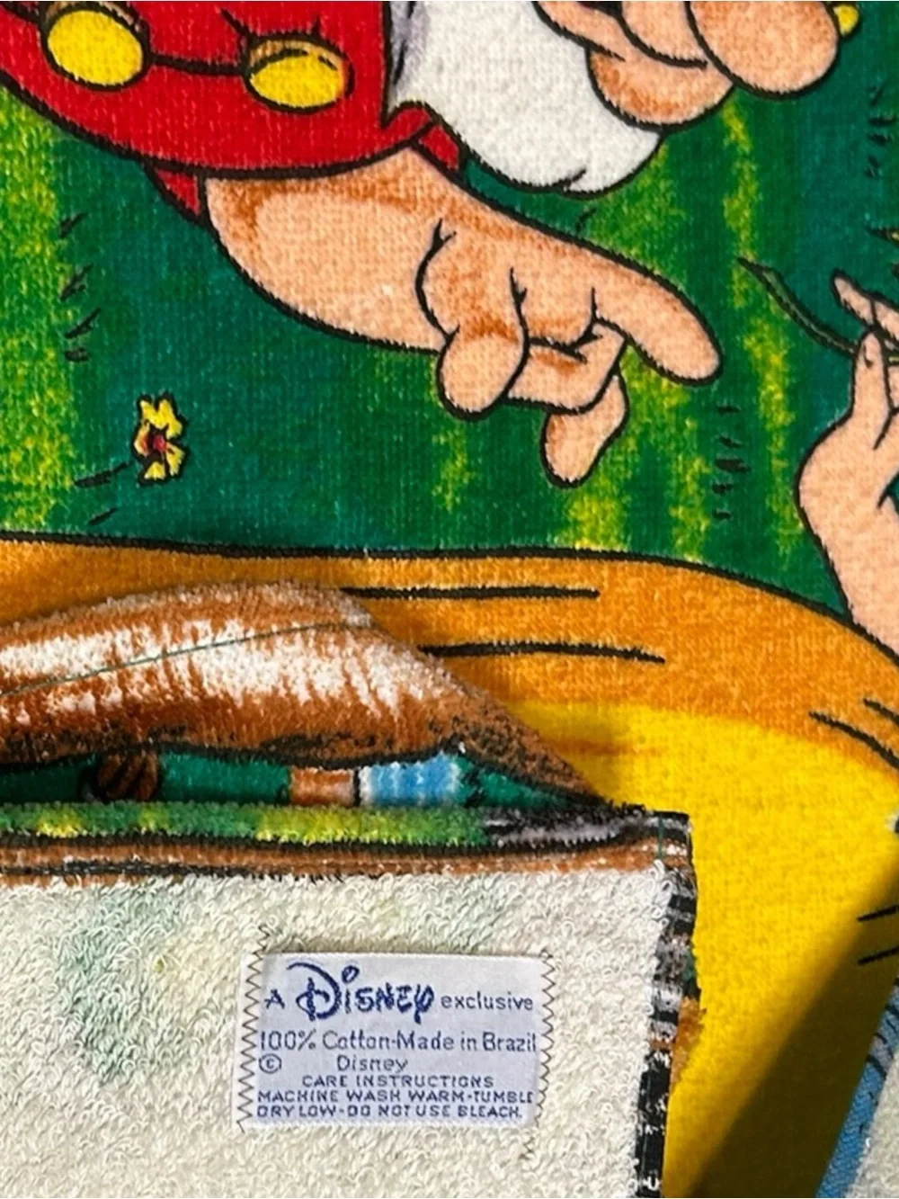 Vintage Disney Snow White Seven Dwarfs‎ Towel Made in Brazil